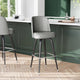 Gray |#| Metal Bar Stool with Swivel Vinyl Bucket Seat and Footrest in Gray