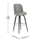 Gray |#| Metal Bar Stool with Swivel Vinyl Bucket Seat and Footrest in Gray