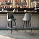 Gray |#| Metal Bar Stool with Swivel Vinyl Bucket Seat and Footrest in Gray