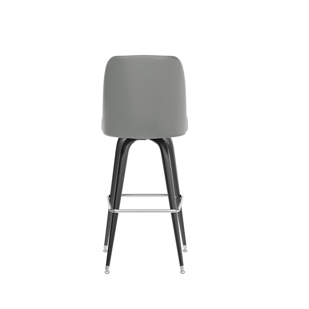 Gray |#| Metal Bar Stool with Swivel Vinyl Bucket Seat and Footrest in Gray