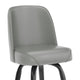 Gray |#| Metal Bar Stool with Swivel Vinyl Bucket Seat and Footrest in Gray
