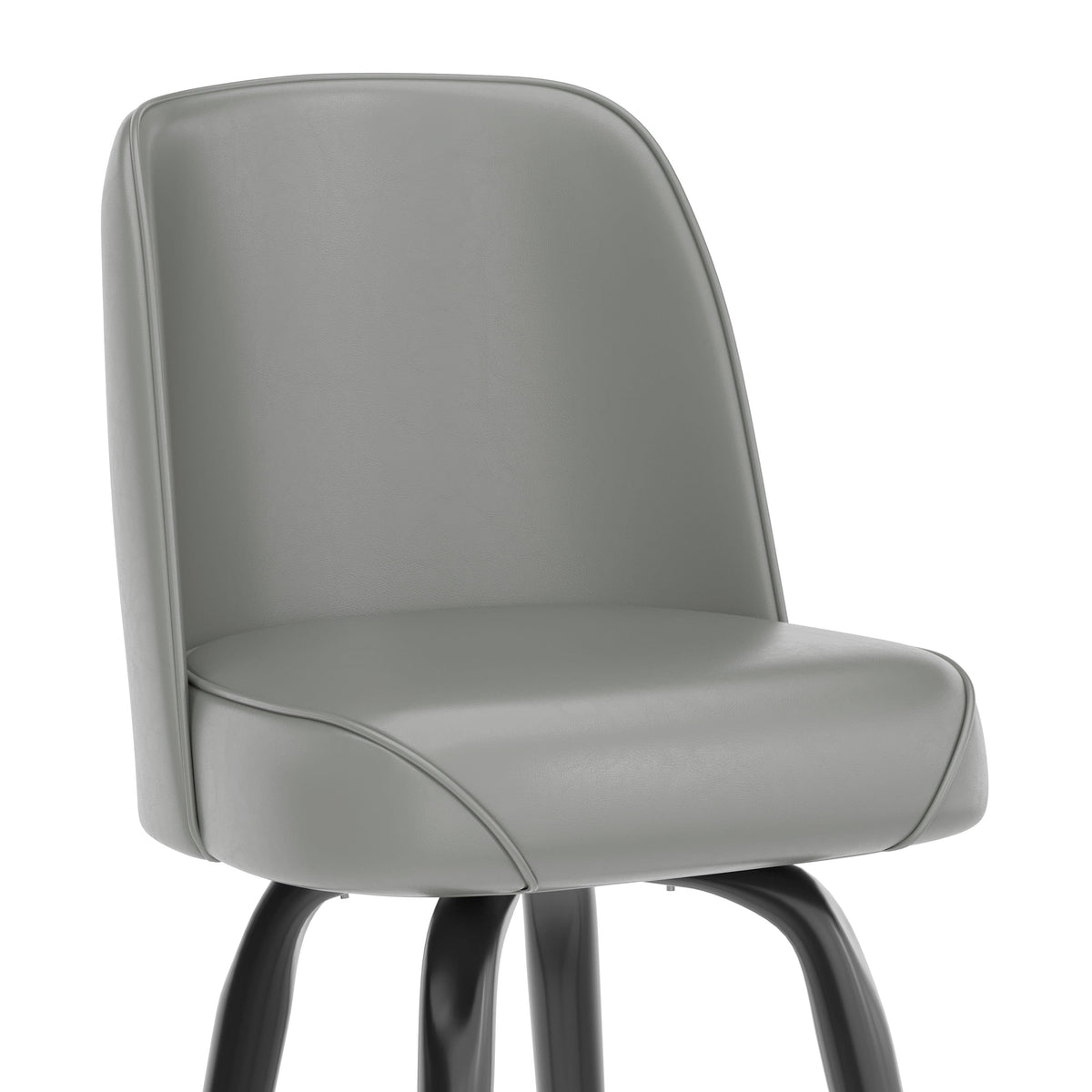 Gray |#| Metal Bar Stool with Swivel Vinyl Bucket Seat and Footrest in Gray