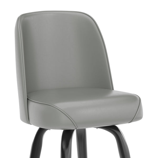 Gray |#| Metal Bar Stool with Swivel Vinyl Bucket Seat and Footrest in Gray