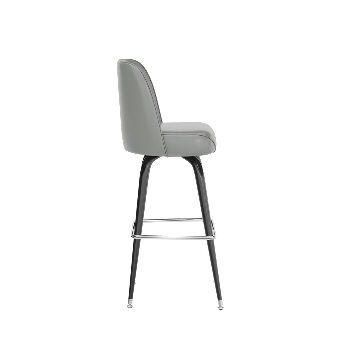 Gray |#| Metal Bar Stool with Swivel Vinyl Bucket Seat and Footrest in Gray