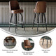 Weathered Brown |#| Metal Bar Stool with Swivel Vinyl Bucket Seat and Footrest in Weathered Brown