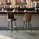 Weathered Brown |#| Metal Bar Stool with Swivel Vinyl Bucket Seat and Footrest in Weathered Brown
