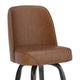 Weathered Brown |#| Metal Bar Stool with Swivel Vinyl Bucket Seat and Footrest in Weathered Brown