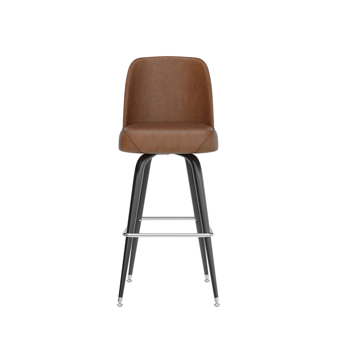 Weathered Brown |#| Metal Bar Stool with Swivel Vinyl Bucket Seat and Footrest in Weathered Brown