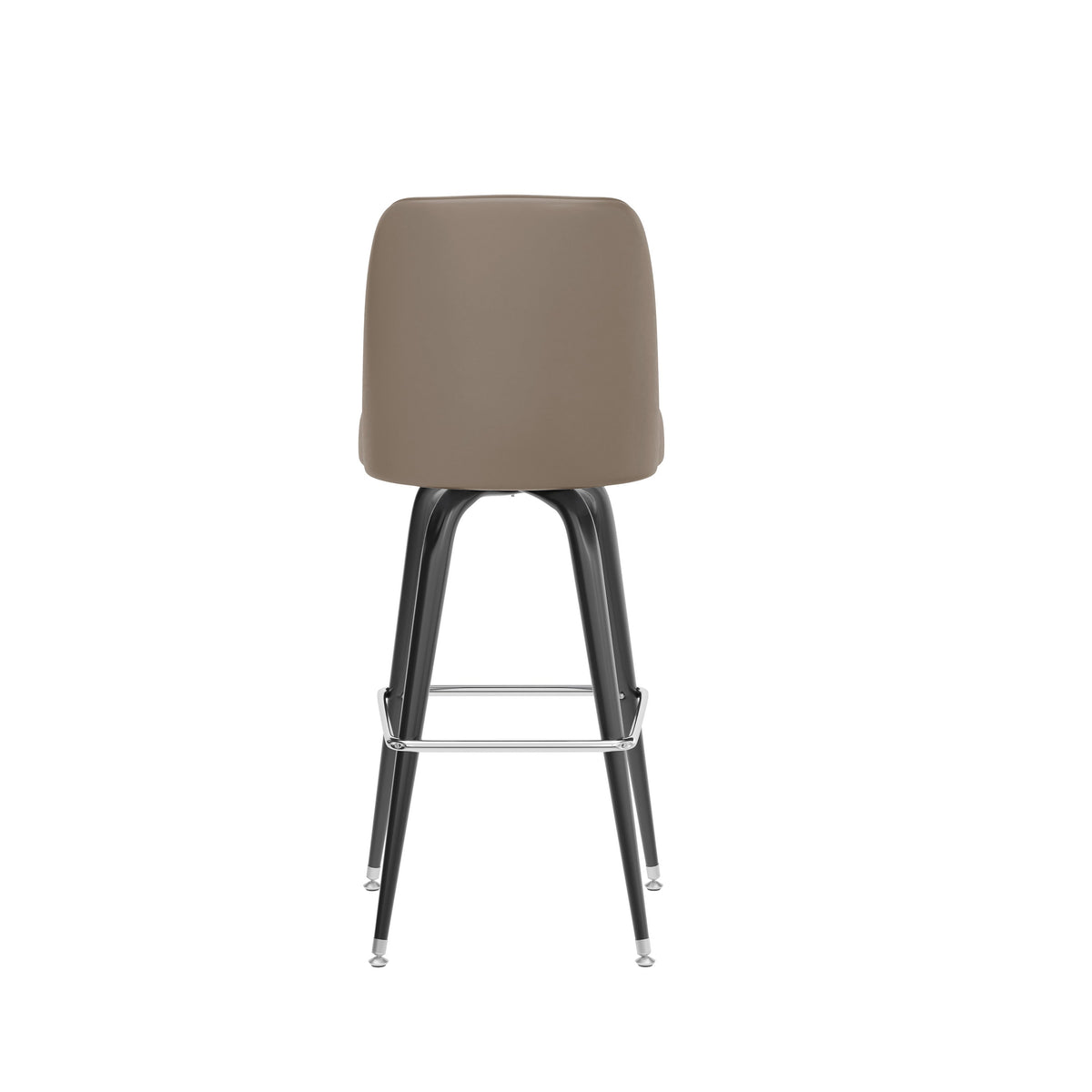 Beige |#| Metal Bar Stool with Swivel Vinyl Bucket Seat and Footrest in Beige