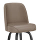 Beige |#| Metal Bar Stool with Swivel Vinyl Bucket Seat and Footrest in Beige
