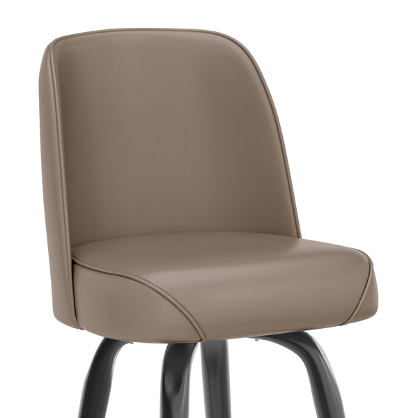 Beige |#| Metal Bar Stool with Swivel Vinyl Bucket Seat and Footrest in Beige