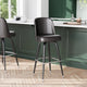 Dark Brown |#| Metal Bar Stool with Swivel Vinyl Bucket Seat and Footrest in Dark Brown