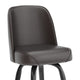Dark Brown |#| Metal Bar Stool with Swivel Vinyl Bucket Seat and Footrest in Dark Brown