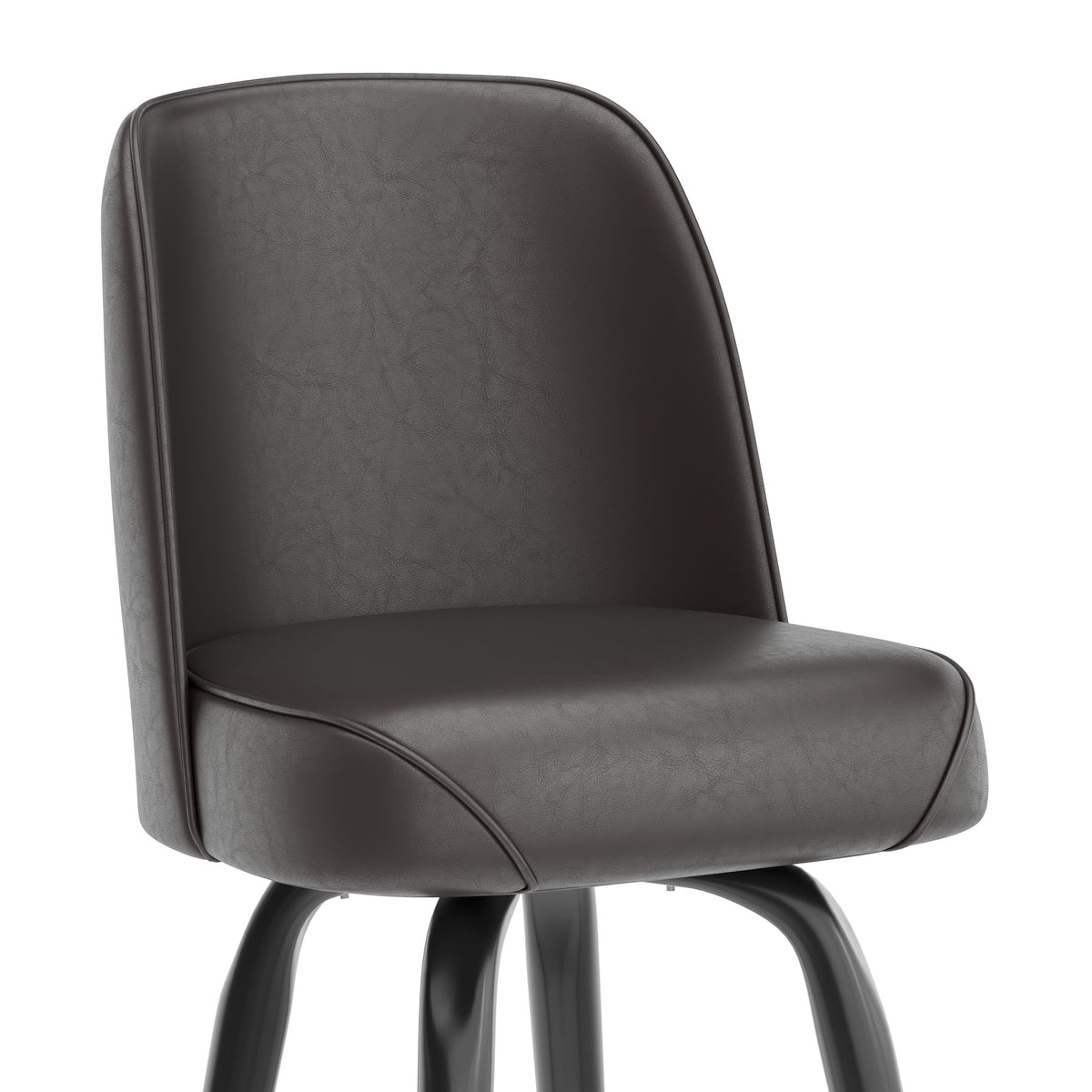Dark Brown |#| Metal Bar Stool with Swivel Vinyl Bucket Seat and Footrest in Dark Brown