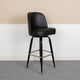 Metal Barstool with Swivel Black Vinyl Upholstered Bucket Seat and Footrest