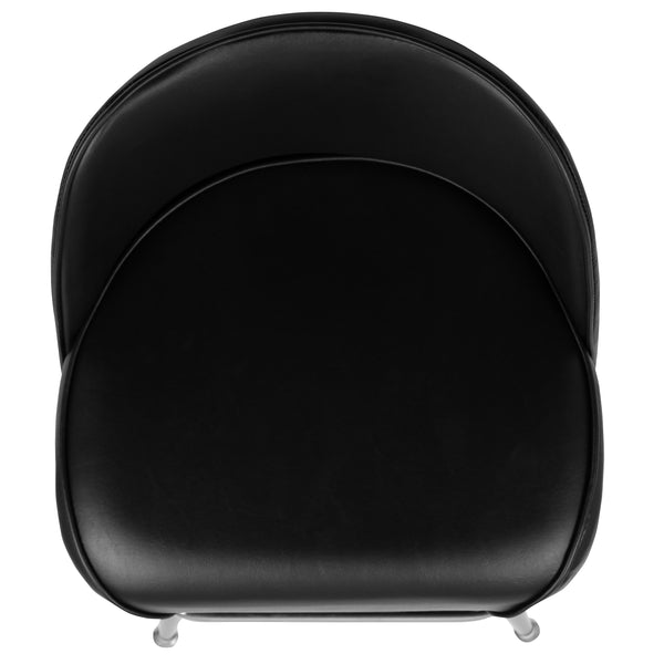 Metal Barstool with Swivel Black Vinyl Upholstered Bucket Seat and Footrest