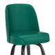Green |#| Metal Bar Stool with Swivel Vinyl Bucket Seat and Footrest in Green