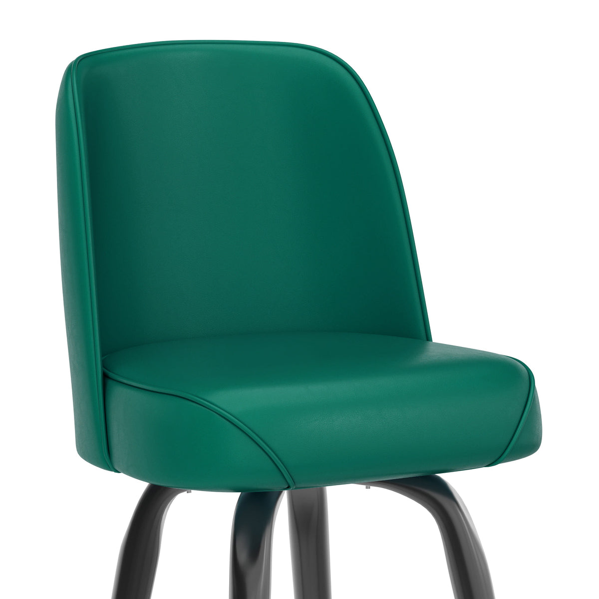 Green |#| Metal Bar Stool with Swivel Vinyl Bucket Seat and Footrest in Green