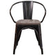 Black-Antique Gold |#| Black-Antique Gold Stackable Metal Chair with Wood Seat and Arms - Bistro Chair