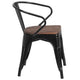 Black |#| Black Metal Chair with Wood Seat and Arms - Restaurant Chair - Bistro Chair