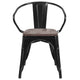 Black |#| Black Metal Chair with Wood Seat and Arms - Restaurant Chair - Bistro Chair