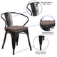 Black-Antique Gold |#| Black-Antique Gold Stackable Metal Chair with Wood Seat and Arms - Bistro Chair