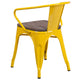 Yellow |#| Yellow Metal Chair with Wood Seat and Arms - Restaurant Furniture