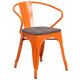 Orange |#| Orange Metal Chair with Wood Seat and Arms - Restaurant Furniture