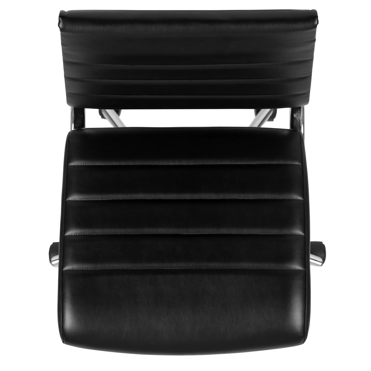 Black |#| Mid-Back Armless Black LeatherSoft Ribbed Executive Swivel Office Chair