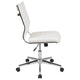 White |#| Mid-Back Armless White LeatherSoft Ribbed Executive Swivel Office Chair