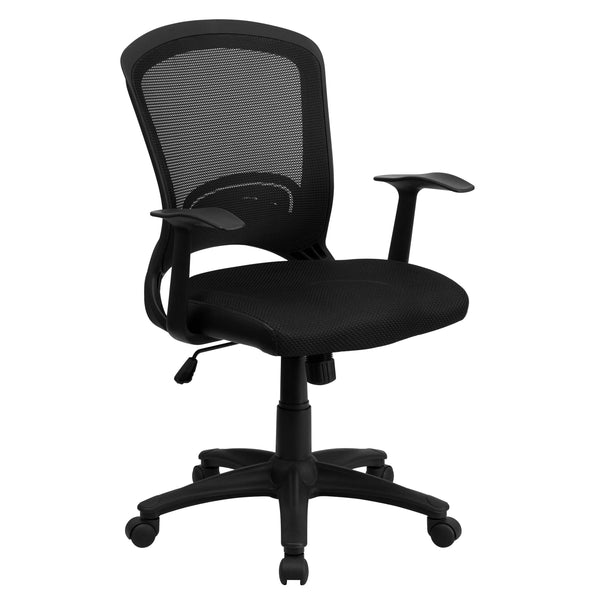 Mid-Back Designer Black Mesh Swivel Task Office Chair with Arms
