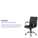 Black LeatherSoft/Gold Frame |#| Mid-Back Black LeatherSoft Executive Swivel Office Chair with Gold Frame/Arms