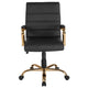 Black LeatherSoft/Gold Frame |#| Mid-Back Black LeatherSoft Executive Swivel Office Chair with Gold Frame/Arms