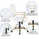 White LeatherSoft/Gold Frame |#| Mid-Back White LeatherSoft Executive Swivel Office Chair with Gold Frame/Arms