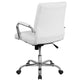 White LeatherSoft/Chrome Frame |#| Mid-Back White LeatherSoft Executive Swivel Office Chair with Chrome Frame/Arms