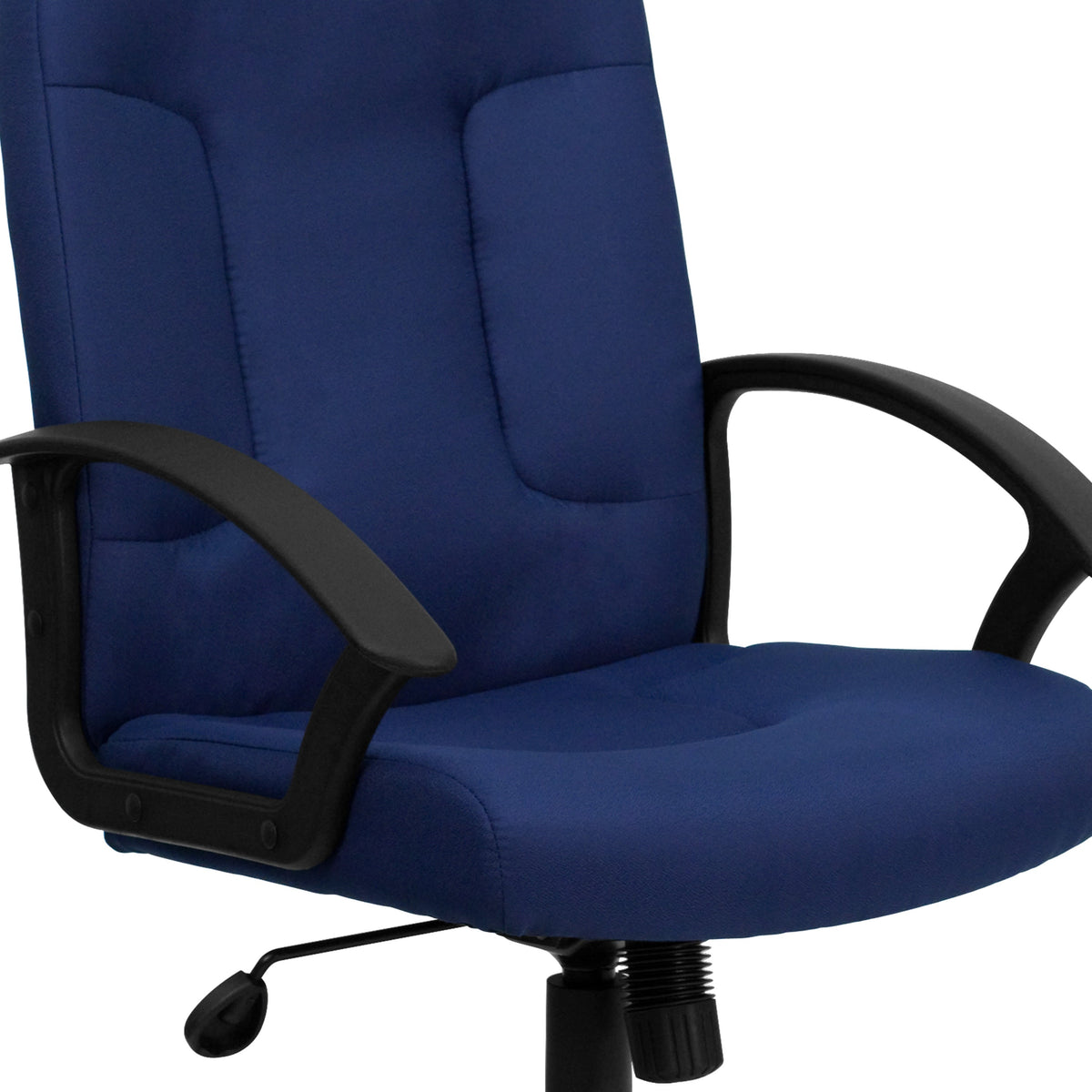 Navy |#| Mid-Back Navy Fabric Executive Swivel Office Chair with Nylon Arms
