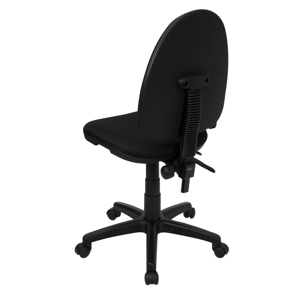 Black |#| Mid-Back Black Fabric Multifunction Swivel Task Chair with Adjustable Lumbar