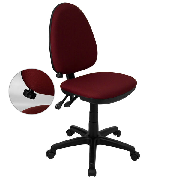 Burgundy |#| Mid-Back Burgundy Fabric Multifunction Swivel Ergonomic Task Office Chair