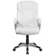 White |#| Mid-Back White LeatherSoft Executive Swivel Office Chair with Padded Arms