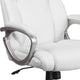 White |#| Mid-Back White LeatherSoft Executive Swivel Office Chair with Padded Arms