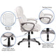 White |#| Mid-Back White LeatherSoft Executive Swivel Office Chair with Padded Arms