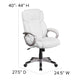 White |#| Mid-Back White LeatherSoft Executive Swivel Office Chair with Padded Arms