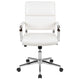 White |#| Mid-Back White LeatherSoft Contemporary Panel Executive Swivel Office Chair