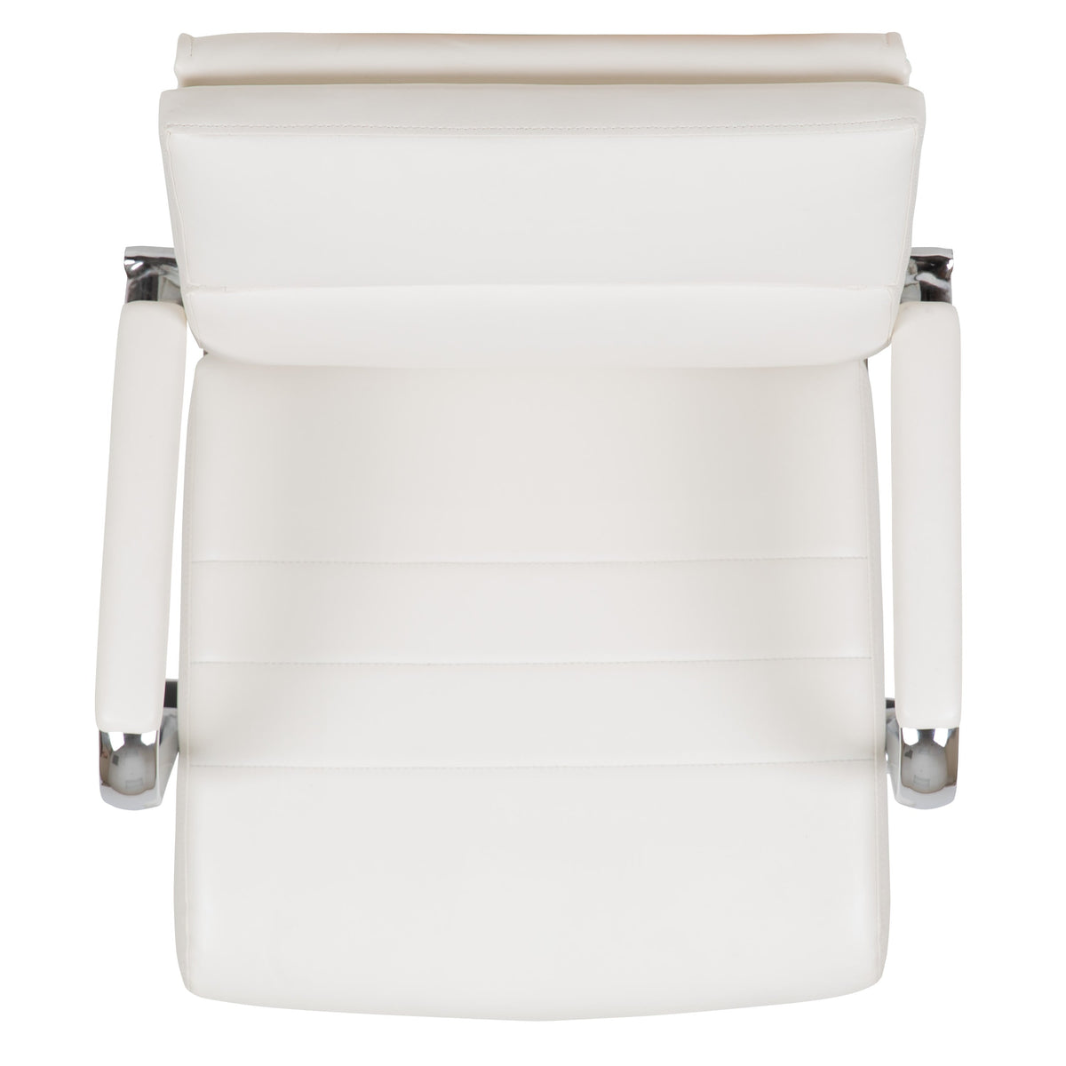 White |#| Mid-Back White LeatherSoft Contemporary Panel Executive Swivel Office Chair