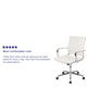 White |#| Mid-Back White LeatherSoft Ribbed Executive Swivel Office Chair - Desk Chair