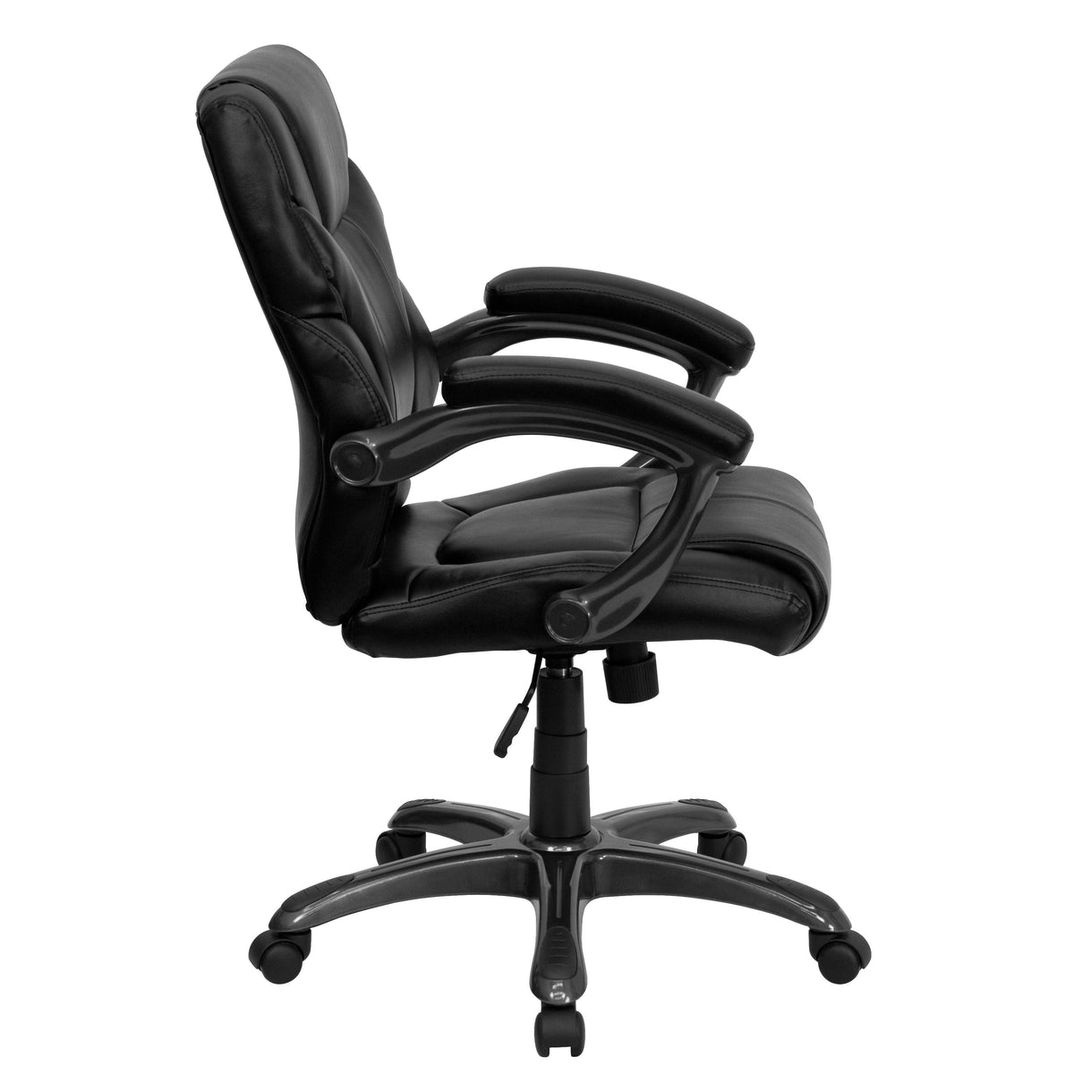 Mid-Back Black LeatherSoft Overstuffed Swivel Task Ergonomic Office Chair w/Arms