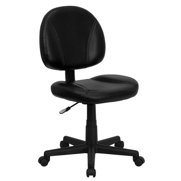 Mid-Back Black LeatherSoft Ergonomic Office Chair w/Adjustable Back Depth