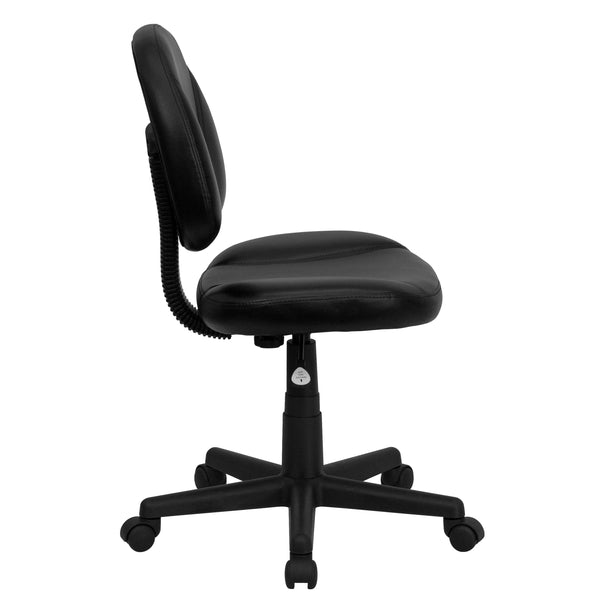 Mid-Back Black LeatherSoft Ergonomic Office Chair w/Adjustable Back Depth