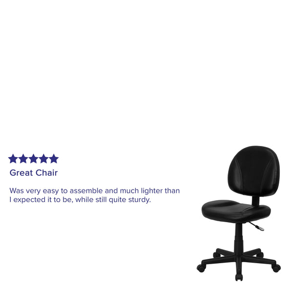 Mid-Back Black LeatherSoft Ergonomic Office Chair w/Adjustable Back Depth