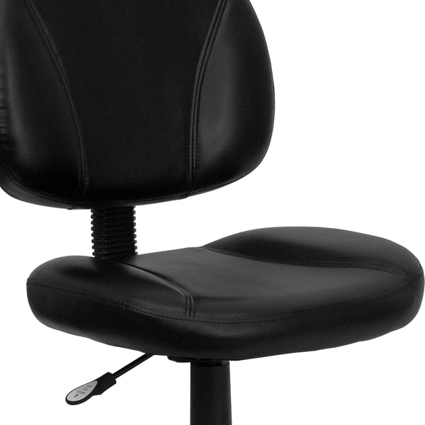 Mid-Back Black LeatherSoft Ergonomic Office Chair w/Adjustable Back Depth